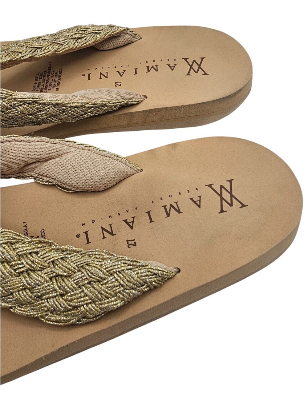 Amiani Resort Wear Womens Sz 27 (US 10.5) Slip On Flip Flop Sandals Beige - Picture 5 of 7
